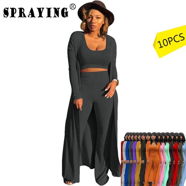 

women's two piece pants wholesale items in bulk women tracksuit 3 set high elasticity crop wide leg solid color fashion s7232, White
