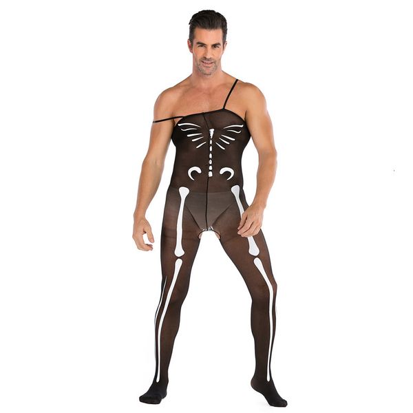 

size men's plus net clothes and stockings set, Black;white
