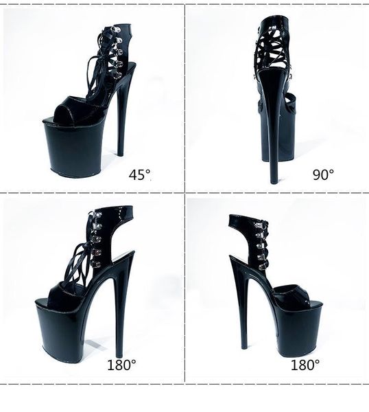 

high heels catwalk pole cance sandals fine heel thick bottom 40 yard ankle strap black open toe nightclub women shoes