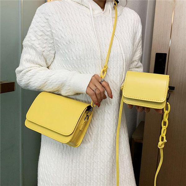 

evening bags fashion women's cute chain flap shoulder crossbody candy color pu leather handbags