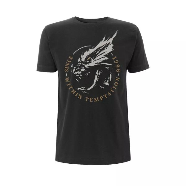 

within temptation dragon 1996 licensed men t-shirt, White;black