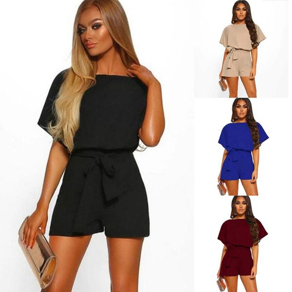 

women jumpsuit summer rompers short sleeve strappy onesies casual women's jumpsuits &, Black;white