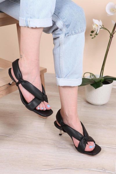 

sandals women metal high-heeled, Black