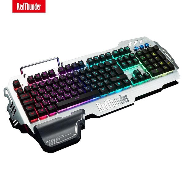 RedThunder K900 Tastiera da gioco cablata RGB 25 tasti Anti-Ghosting Sensazione meccanica Ergonomia PC Russo Spagnolo Francese