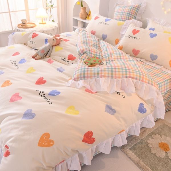 

cotton four bedding simple student dormitory solid cotton three piece lace