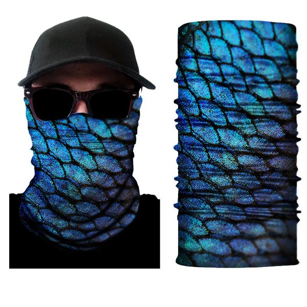 

riding printed headscarf deep sea fish scale seamls bib hood hood mask