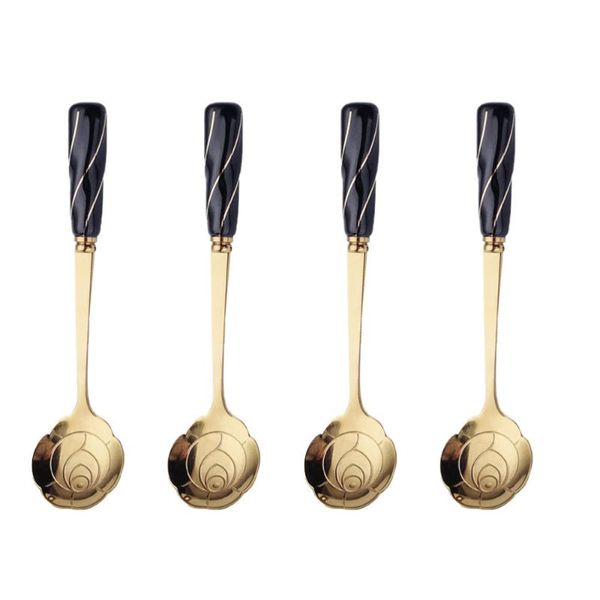 

spoons 4pcs elegant coffee spoon practical cake flower designed ice cream