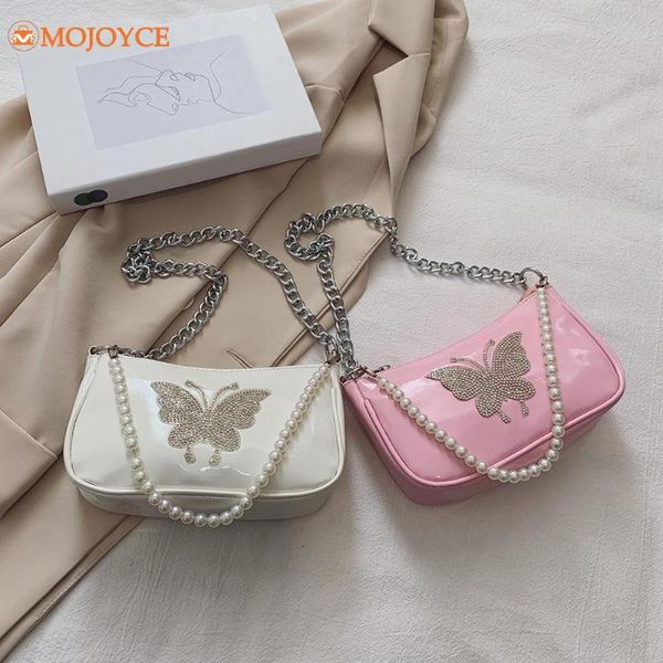 

cross body trend butterfly designer hobo bags for women 2021 pu leather pearl purse handbags daily female shopper shoulder underarm