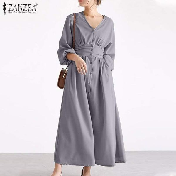 

casual dresses for women ladies high waist vestidos puff sleeve robe femme plus size 5xl party dress autumn solid sundres, Black;gray