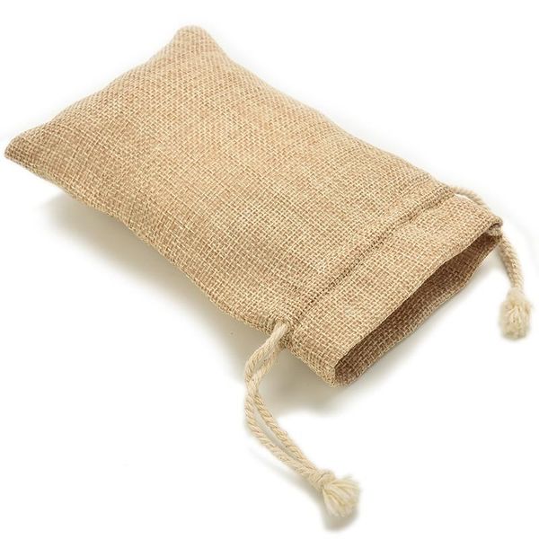 

7x12cm handmade burlap jute drawstring bags for christmas gift candy storage wedding wrap