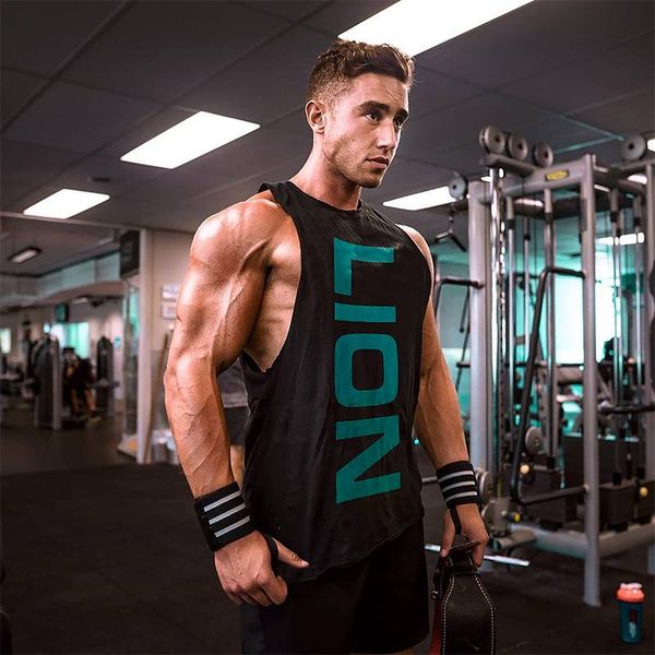

men' tank 2021 bodybuilding men gyms fitness workout cotton sleeveless shirt clothing male casual stringer singlet vest top, White;black