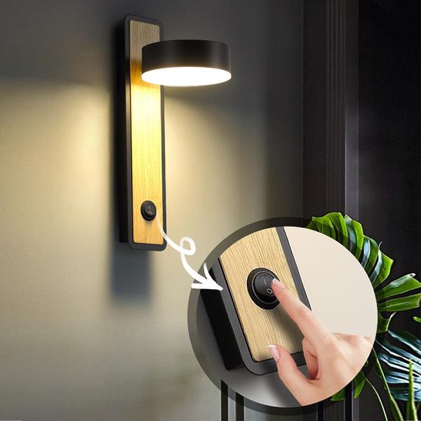 

wall lamps wooden art rotatable lamp with switch bedside corridor aisle stairs creative indoor lighting modern luminaire bedroom light