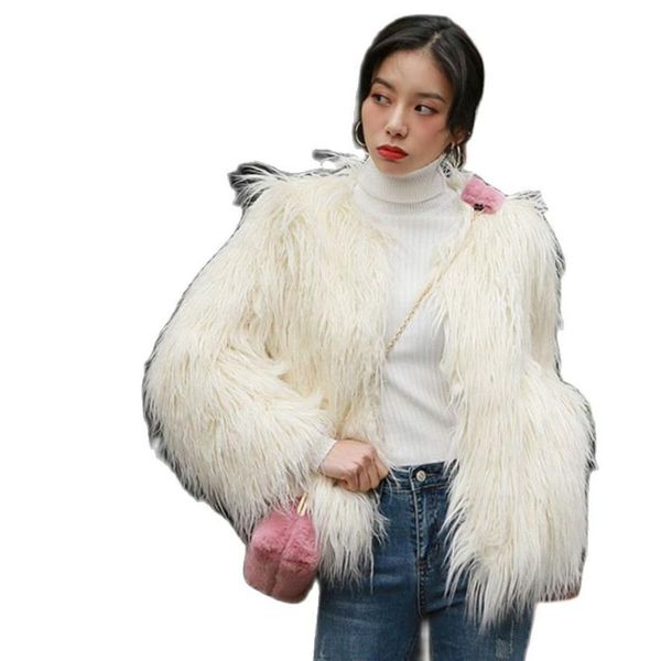 

women's fur & faux s-6xl autumn and winter clothing plus size leisure man-made mongolia sheep jacket medium long coat, Black