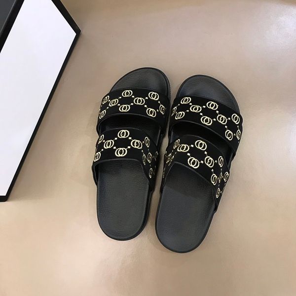 

men designer slides slippers designer flip flops sandal real leather men slipper gear bottoms striped beach causal slippers, Black