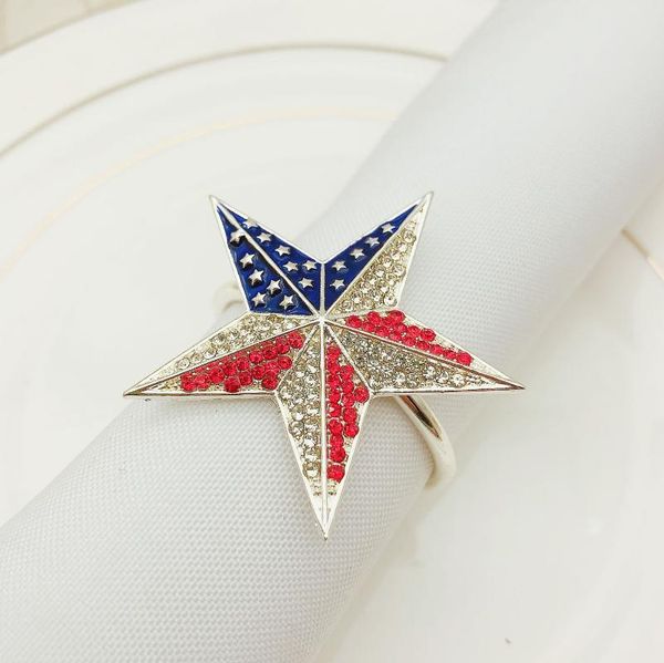 

napkin rings 10pcs american flag five-pointed star buckle ring metal cloth