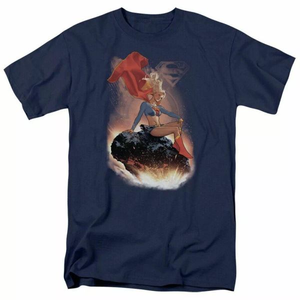

Supergirl Ride It Out T Shirt Mens Licensed Kara Zor-el DC Comics Tee Navy, White;black