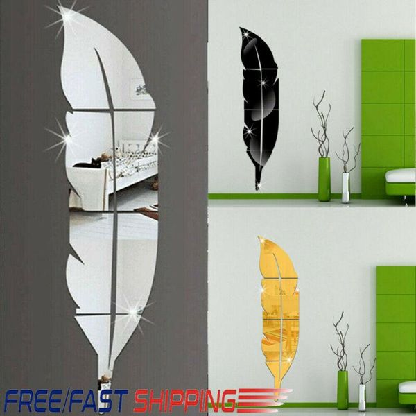 

window stickers feather 3d mirror wall home decor art decal for kids room living decorating mural decoration