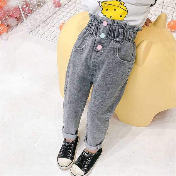 

baby jeans ruffles for girls casual style kids spring autumn toddler girl clothes 211102, Blue