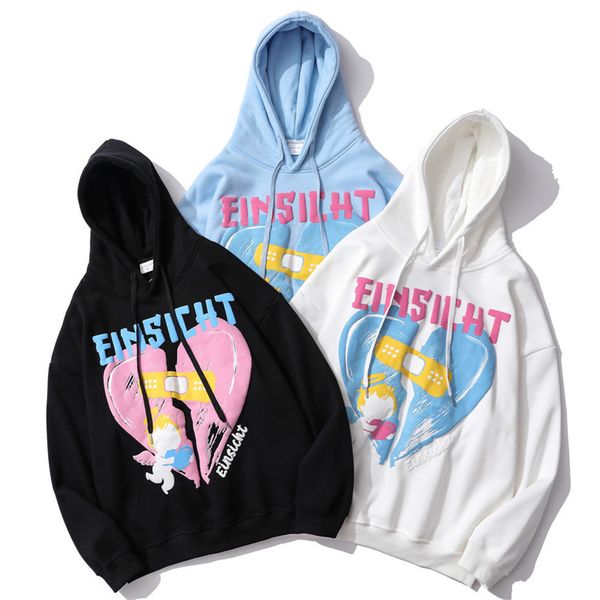 

men's hoodies & sweatshirts and women's hooded sweatshirts, thick wool, heartbroken foam printing, harajuku street clothes, leisur, Black