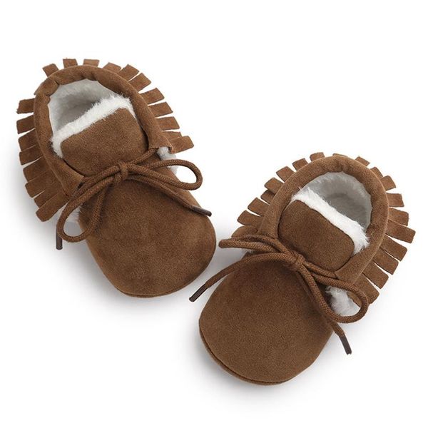 

baby girls first walkers shoes cotton padded plus velvet thicken warm keeping for infant babies sobottom with tassel walking