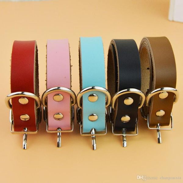 

dog collars & leashes support drop shippng pure cow leather pet cat collar strap (100 pieces/lot