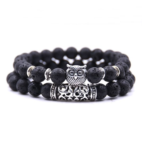 

special offer 70% off selling suit bracelet multicolor owl natural stone bracelet, Black