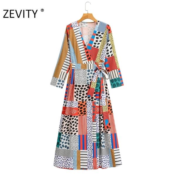 

women vintage polka dot print patchwork contrast color bow tied midi dress female kimono vestido chic dresses ds4422 210420, Black;gray