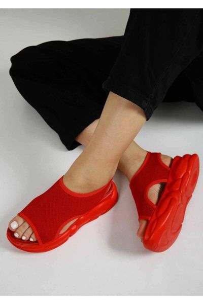 

women's red knitwear sandals-d270 sandals, Black