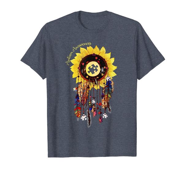 

sunflower dreamcatcher autism awareness t shirt, White;black