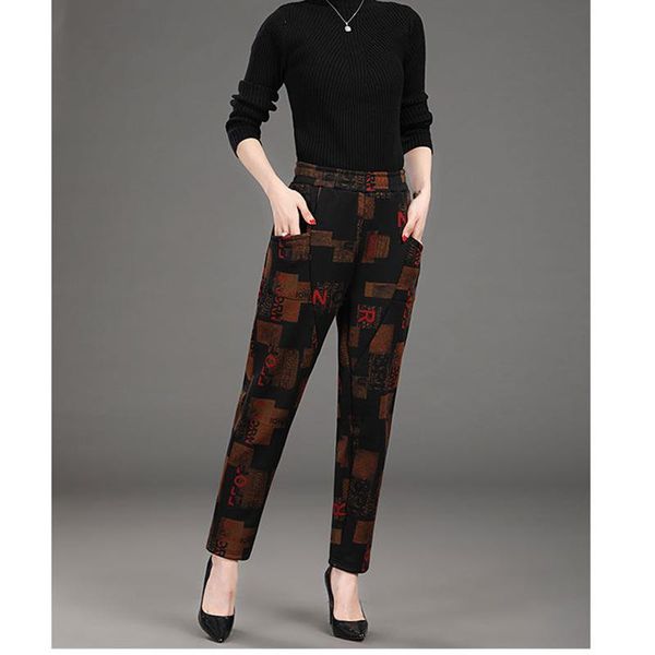 

women's pants & capris 2021 winter thick add velvet warm lamb wool sweatpants elastic waisted lace up casual trousers women black cotto, Black;white