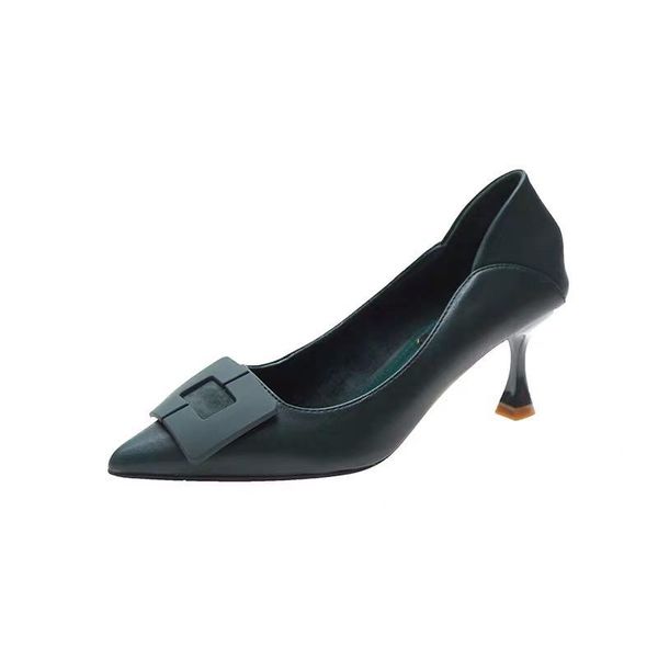 

dress shoes women's black high-heeled french girl's pointed thin heel professional single