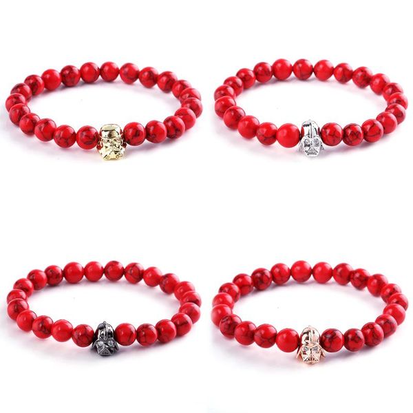 

beaded, strands plated roman knight spartan warrior gladiator helmet bracelet men r matte stone lava bead bracelets for jewelry, Black