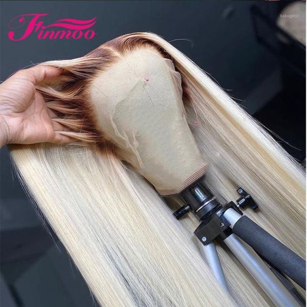 

transparent lace straight human hair wig brazilian remy wigs part #4 613 ombre for black women 150%1, Black;brown