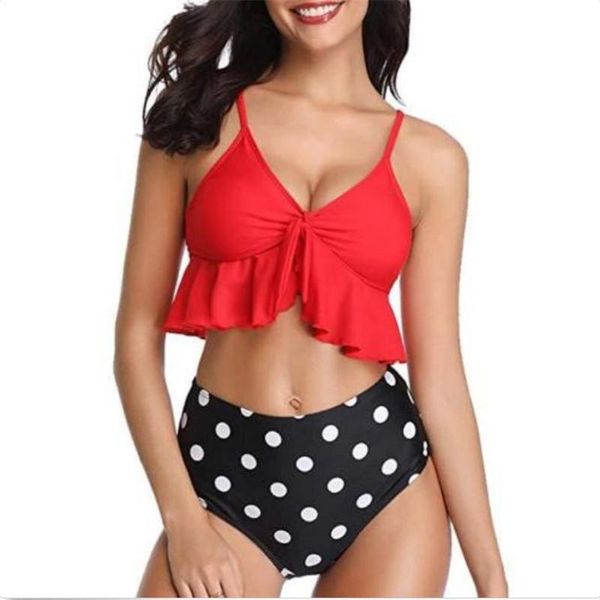 

womens high waist bikini set push up paded swimsuit two pieces bathing suit ruffles backless swimwear beach wear selling one-piece suits