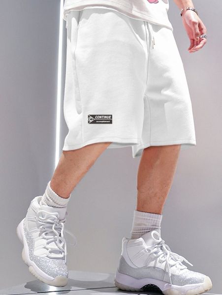 

men patched drawstring waist shorts p8gx#, Black