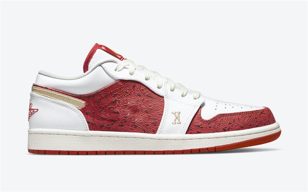 

jumpman 1 low spades basketball shoes mens 1s white light fusion red sail metallic gold sports sneakers size ship with