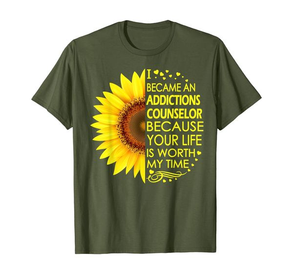 

i became addictions counselor sunflower t-shirt, White;black