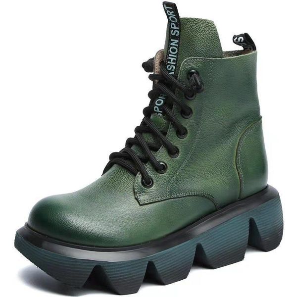 

boots leather ladies spring british style short all-match casual thick-soled motorcycle high-women's, Black