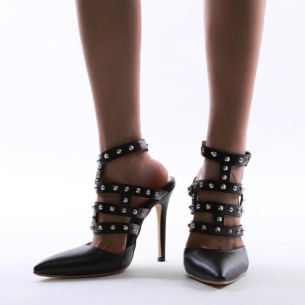 

dress shoes tenis feminino 12cm heel women slingback summer pointed toe heels fashion hollow out high, Black