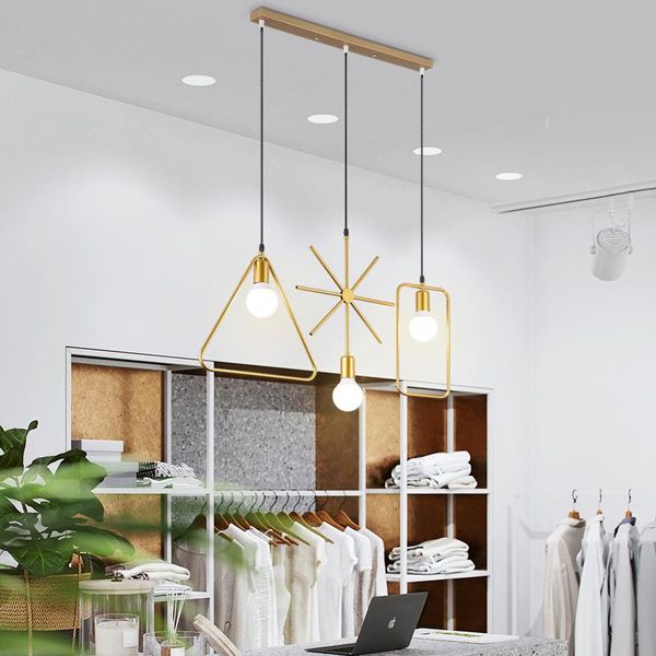 

pendant lamps nordic chandelier iron macaron black/gold e27 three coffee shop bedroom single head lampbar restaurant decoration lights