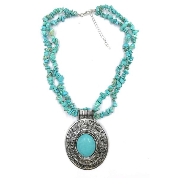 

classic jewelry turquoise stone necklace ancient silver necklace 2 colors, Black