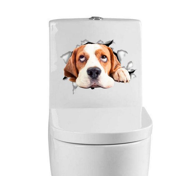 2021 Hole View Vivid Cats Dog 3D Wandaufkleber Badezimmer Toilette Wohnzimmer Küche Dekoration Tier Vinyl Aufkleber Kunst Aufkleber Poster