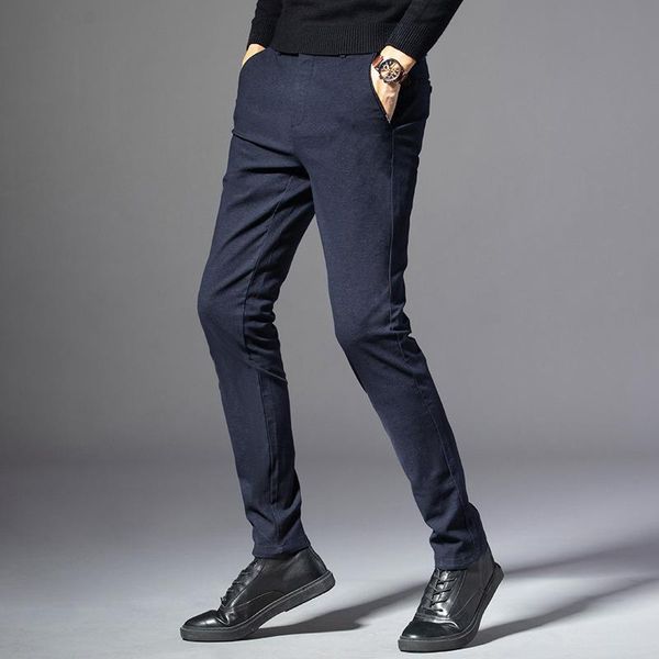 

men's pants winter and autumn casual cotton slim long man, Black