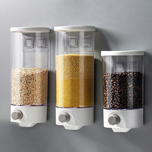 

storage bottles & jars 1pc creative wall-mounted grain tank multifunctional kitchen press output box transparent sealed