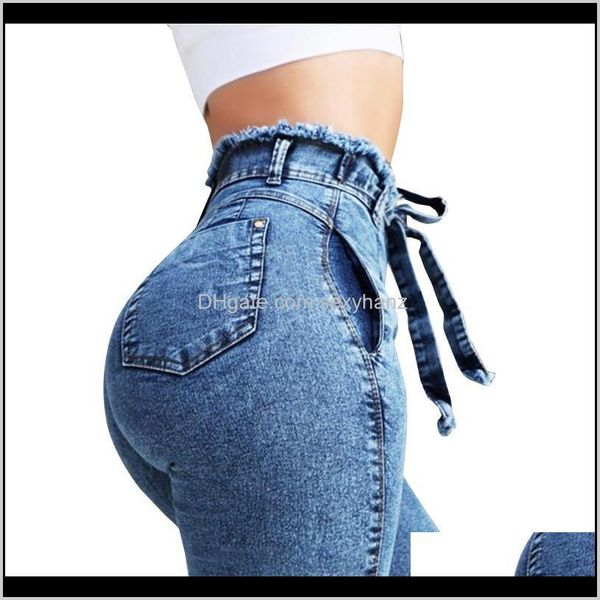 

womens clothing apparel drop delivery 2021 high waist woman plus size women streetwear denim jeans pencil pants vaqueros mujer de cintur, Blue