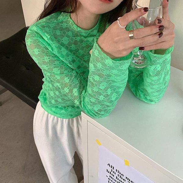 

women's t-shirt hollow lace bottom shirt slim slimming inner jacket, White