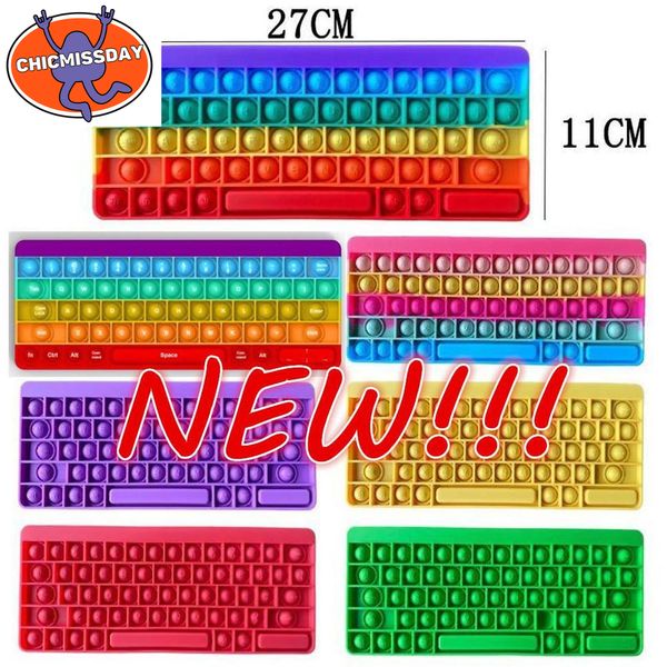 

fidget toys keyboard shape reliver stress party gifts rainbow silicone push it bubble antistress sensory toy children office school squeeze
