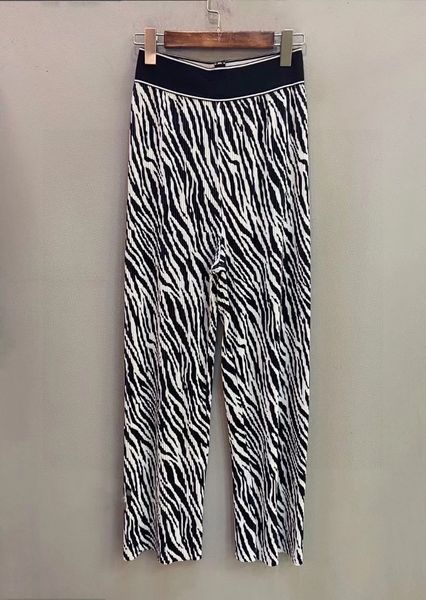 

casual pants aw dawang family 2021 autumn winter crimp loose zebra pattern wide leg women's drape, Black;white