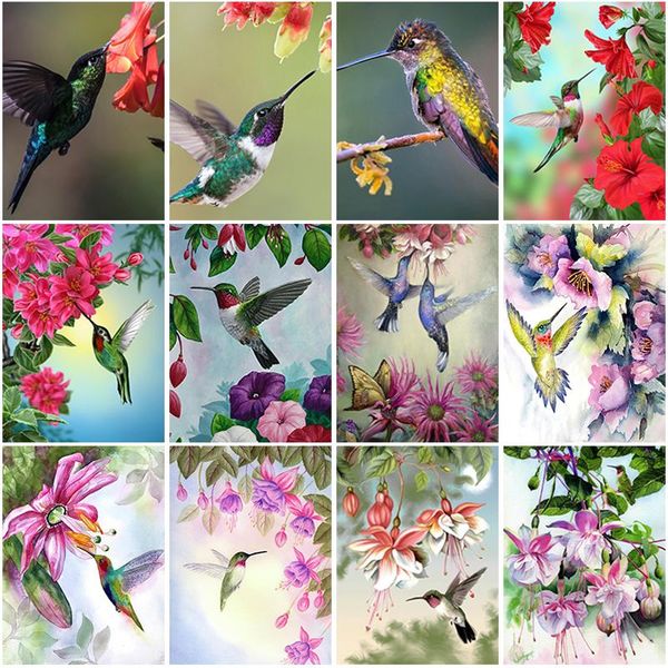 

diamond painting diy 5d full round square resin mosaic embroidery cross stitch kits wall art smallest bird hummingbird
