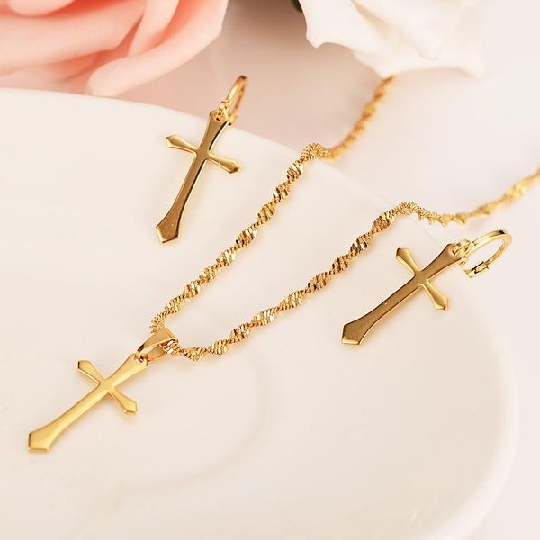 

earrings & necklace gold pendant earring set women party gift cross jewelry sets daily wear mother diy charms girls fine, Silver